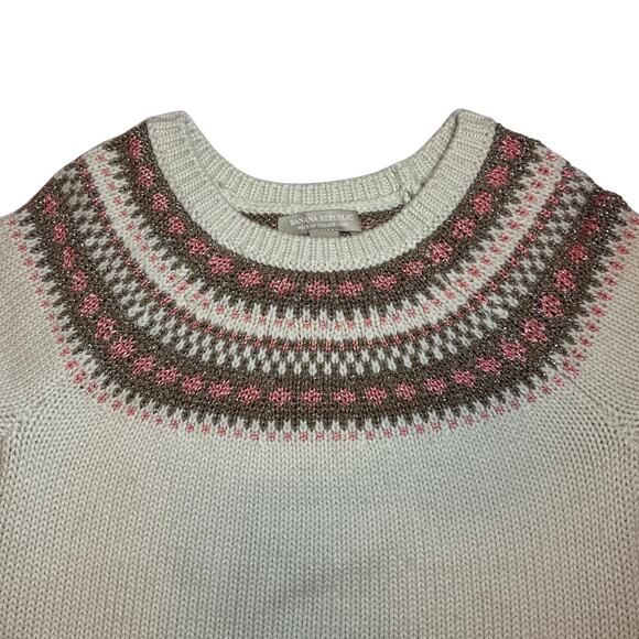 Banana Republic FAIR ISLE PULLOVER cream color size small - Picture 5 of 13
